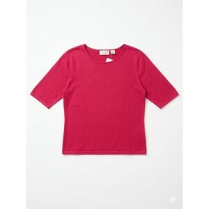 Field Manor Vintage Silk Cotton Knit Top Raspberry Magenta Elbow Sleeve S